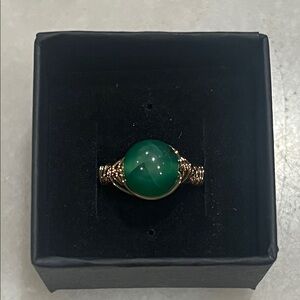 Elegant Green Chalcedony Stone Gold Ring